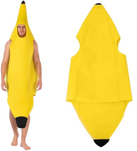 DIFLAX Costume Banane Adulte Unisexe, Costume de Banane pour Adultes et Enfants, Déguisement Léger de Groupe pour Halloween, Tenue Unisexe Confortable et Amusante, Facile à Porter et à Enlever