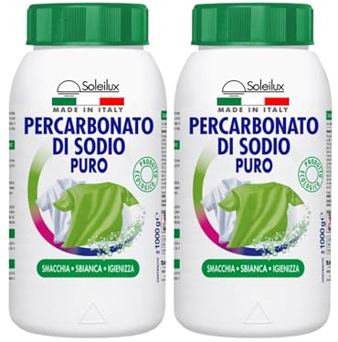 SOLEILUX Percarbonato di Sodio per Bucato Puro - 1 Kg Sbiancante, Smacchiante e Igienizzante Ecologico - 250 Lavaggi, Ideale come Smacchiatore per Bucato e Antimuffa - Prodotto in Italia (2)