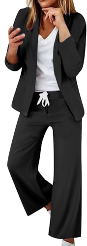Tuta Oversize Donna Set Da Cerimonia Aperto Davanti Colletto Manica Lunga Completo Ufficio Casual Taglie Forti Complete Due Pezzi Giacca E Pantaloni Tuta Da Cocktail Comoda Per Business E Matrimoni