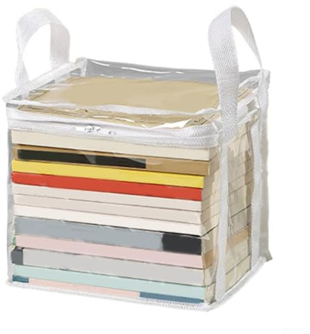 Bebykilemi Foldable Book Storage Box Waterproof Plastic Storage Organiser for Student Dorm and Classroom, Transparent Space Saving Book Bag for Home Organisation and Book(Gray S)