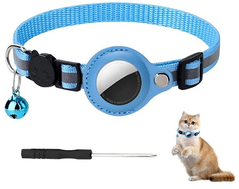 Collar extensible para gatos compatible con AirTag — Campanilla extraíble, correa de poliéster suave y duradero, visibilidad reforzada y comodidad diaria para gatitos, gatos y perros pequeños