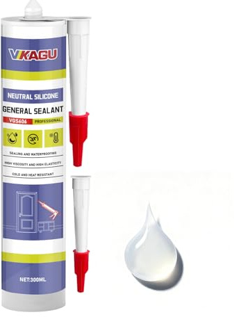 VGS606 Sealant-Silicone Caulk,Silicone Sealant Clear– 10.15 Oz, 1Pcs,100% Weatherproof Silicone Sealant for Installation and Sealing of Doors and Windows, Interior Decoration All-Weather