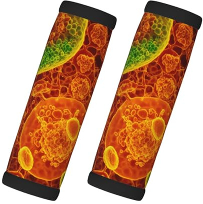 Lot de 2 marqueurs d'identification de poignée de bagage en néoprène avec cellules eucaryotes visibles à travers un microscope, accessoires de voyage