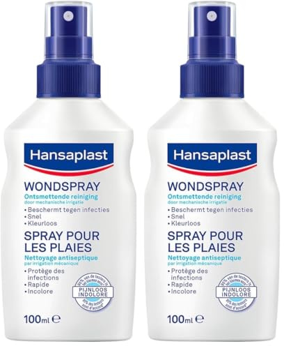 HANSAPLAST - Spray Antiseptique - Désinfectant Pour Protéger Les Plaies Des Infections - Plaies Superficielles - Sans Douleur - Solution Antiseptique Sans Alcool - 100 ml (Lot de 2)