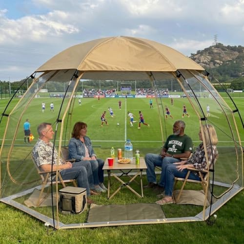 Tenda da Camping in PVC Trasparente per 4-6 Persone Tenda a Bolla Invernale Emisferica Anti-Vento, Impermeabile, Calda Montaggio Semplice Tent a per Osservare le Stelle (290x290x190 cm)