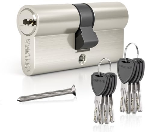 Bwintech 60mm(30/30) Brass Euro Cylinder Lock,Door Barrel Lock, Key with 8 Plastic Handle Keys,High Security for UPVC,Wooden,Composite Doors