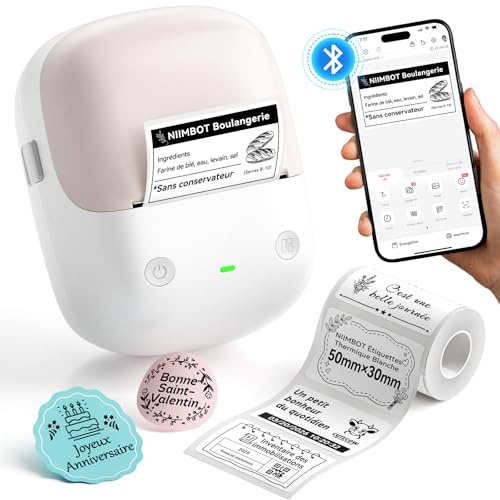 NIIMBOT B2 Étiqueteuse Portable, Thermique sans Encre Bluetooth, Rose Pâle