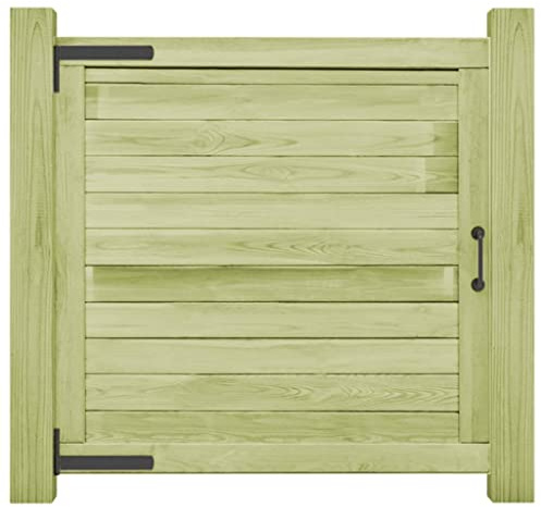 Cancello da giardino in legno di pino impregnato, resistente, 100 x 100 cm, resistente alle intemperie, durevole come cancello d'ingresso e protezione da sguardi indiscreti
