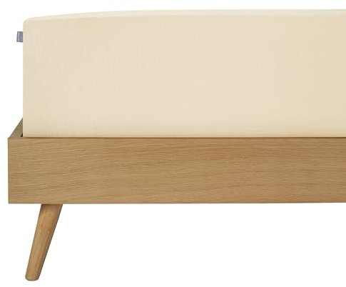 Schiesser Edeljersey Spannbettlaken Jessi | 100% gekämmte Baumwolle aus nachhaltiger Produktion | für Matratzen 140x200cm bis 160x200cm | Matratzenhöhe bis 22cm | Creme