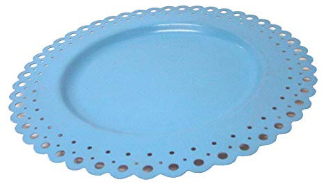 0 www.working-house.com (Menaje / Bajoplatos) BAJOPLATO BAJO PLATO BANDEJA PRESENTACION METAL CALADO AZUL PASTEL