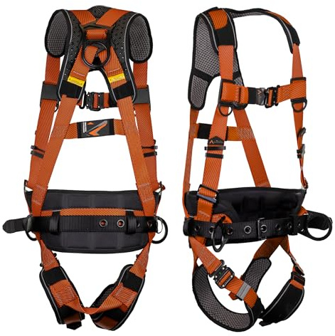 Malta Dynamics Warthog Comfort MAXX - Safety Harness for Construction – Fall Protection Equipment with Removable Belt and Lumbar Support, Side D-Rings, and Padding, OSHA & ANSI Compliant (XXL)
