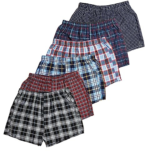 Bonjour Mens 6 pack Woven Boxer Shorts (Large) Assorted