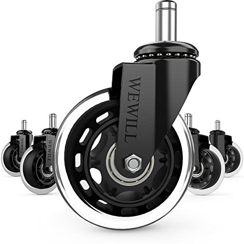 WEWILL Chair Casters Set Floor Wheels Swivel Wheels for Office Chair Hard Universal Compatible with Different Seats (10x22mm)