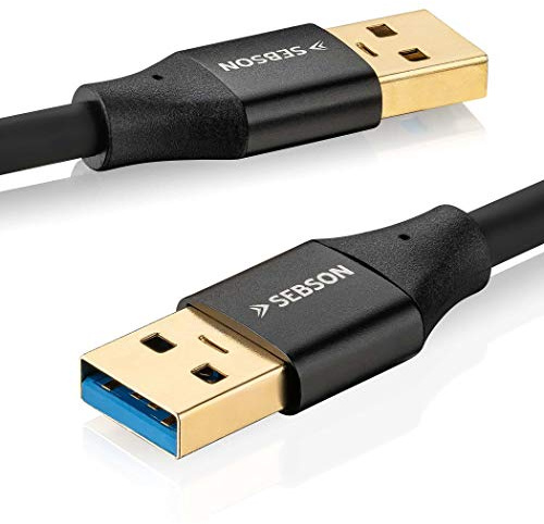 SEBSON USB Kabel 3m - Typ A auf A - USB 3.0 Datenkabel 5 Gbit/s Datenübertragung, Verbindungskabel für PC, Laptop, Drucker, Festplatten uvm.