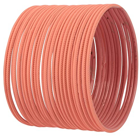 NY! Touchstone Indiskt Bollywood Mode Traditionell Fingravyr Fantastisk Pastell Persika Beige Färg Handledsförstärkande Designer Smycken Armband Armband. Uppsättning av 24 för kvinnor.