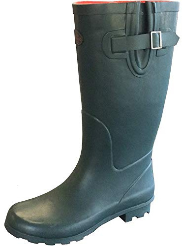 StormWells Womens Ladies Wide Calf Adjustable Wellies Waterproof Rain Festival Dog Walking Wellington Boots (6 UK, Green, numeric_6)