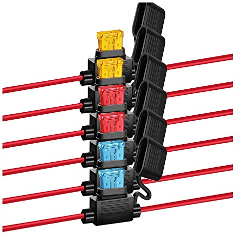 GUUZI 6st ATC/ATO 16AWG Säkringshållare 32V/20A med Medelsäkring för Bil, Lastbil, Marin, Industri och Husbil