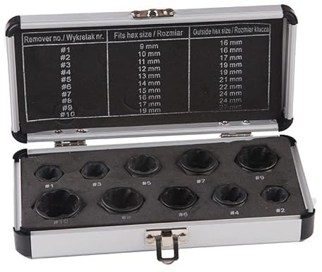 10 PCS Nut Remover Impact Nut Extractor Set, Bolt Extractor Socket Wrenches Tool for Removing Damaged, Rusted, Rounded-Off Bolts, Nuts & Screws (One Size 10PCS Short)