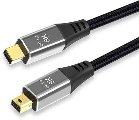 2M/6.6FT 8K Mini DisplayPort to Mini DisplayPort Cable Lead 8K@60Hz, 4K@144Hz, 2K@240Hz Mini DP to Mini DP Cord 1.4 Ultra HD Converter Adapter for Laptop, PC, Notebook, Computer, Monitor, MacBook,iMac