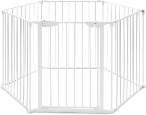 GOPLUS Barrières de Sécurité Extensible à Pression Grill DIY Protection pour Bébé Animaux Cheminée Escalier en Fer (6 * 61x75cm, Blanc)