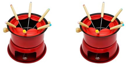 Rheross 2X Mini Pentola per Fonduta nel Acciaio Inossidabile Set per Fonduta di Cioccolato al Formaggio 6 Forchette da Immersione E Pentola Rimovibile Si Scioglie Salsa di Caramelle