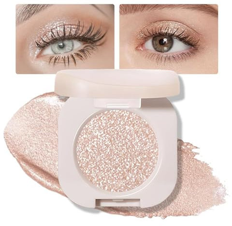 BelleVive Glitzerlidschatten, heller Lidschatten, gepresster Glitzerlidschatten, Glitzermatter gepresster Puder-Einzellidschatten, veganer Lidschatten, frei von Talk, Glitzer (11)
