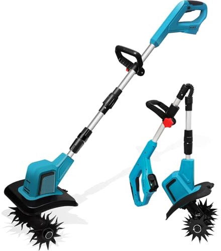 Motobineuse Electrique sans Fil pour Batterie Makita 18V, Largeur de Travail 20 cm, Profondeur de Travail 15 cm, 4 Fraises, Poignée Rabattable, Motoculteur pour Retourner la Terre, Désherber