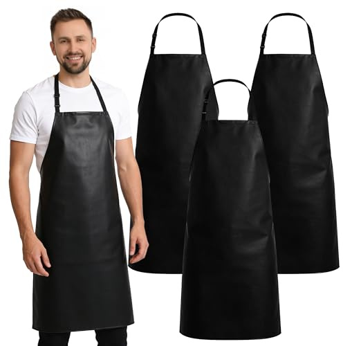 YKUKIZEE 3 PCS Waterproof Apron Adjustable 35 Inch Heavy Duty Butcher Apron