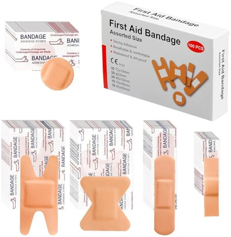 100 Piezas De Apósitos En 5 Tamaños, Apósitos Para Dedos De Compresión No Tejidos, Aptos Para Heridas En Diferentes Partes Del Cuerpo, Vendajes Adhesivos De Primeros Auxilios