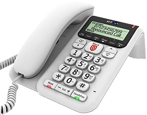 BT Decor 2600-CID-TAM = Answer Machine Version + Call Blocker + Caller Display - Hands Free Speaker Phone (Corded Telephone) - Desk / Table Mounting Bracket Included - Caller ID - TrueCall Advanced Call Blocking - White