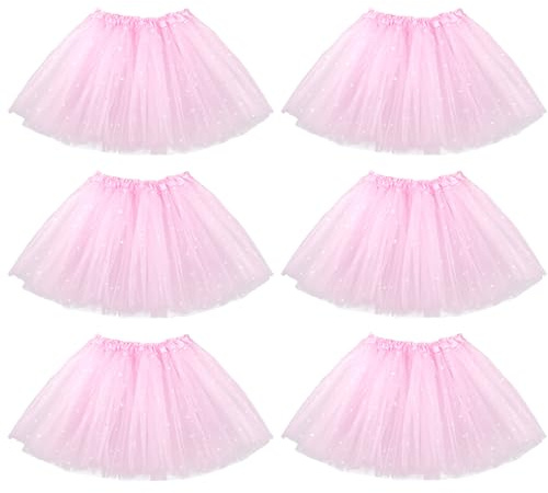 Kilofly - Set di 6 tutù da balletto per bambine e ragazze, per feste di compleanno e principesse Rosa Set6 Taglia Unica