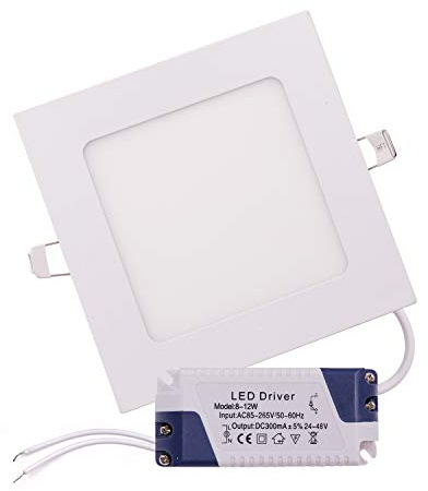 XUNATA Quadratisches Ultraslim 15W LED Panel Licht, AC110-220V LED Einbaustrahler Deckeneinbaustrahler Wohnzimmer-lampe, Deckenlampe, Deckenstrahler,Super hell mit Treiber (Natürliches Weiß, 15W)