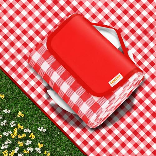 SAMSIER Stor picknickfilt med gratis luftkudde, vattentät sandtät bärbar matta för camping/strand/vandring/resor/konsert