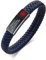 PJ JEWELLERY Benutzerdefinierte Gravur Geflochtenes Echtleder Medical ID Armband Herren Medical Alert Lederarmband mit Edelstahl-Magnetverschluss