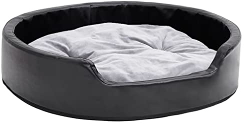 vidaXL Hundebett Schwarz Grau 79x70x19cm Plüsch Kunstleder Hundesofa Hund