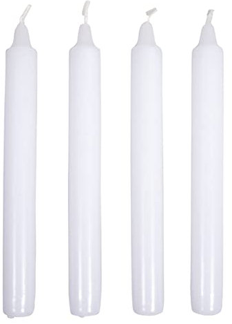 Rayher Stabkerze, weiß, mit Glockenspitze, Länge 19 cm, 2,1 cm ø, Box 4 Stück, Kerzenrohling, Kerzen zum Verzieren und Basteln, 31641102