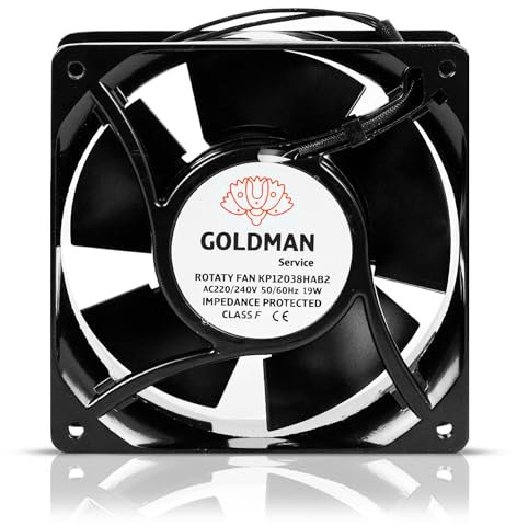 GOLDMAN SERVICE - Ventilateur Axial Haute Température pour Cassette de Cheminées Encastrables | Silencieux avec Puissantes Pales Métalliques | Dimensions : 120x120x38 mm