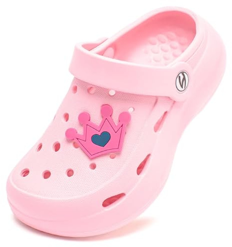 HOBIBEAR Kid's Unsiex Garden Shoes Cute Cartoon Slides Sandals Clogs(Pink, 12 UK Child)