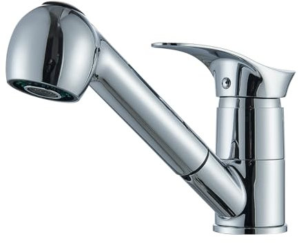 Cesinkin Wasserhahn Küche Ausziehbar Chrom Küchenarmaturen Hochdruck Herausziehbare 360° Drehbare Armatur mit 2 Sprühmustern Edelstahl