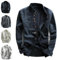 YRUIIA Chemise à col Montant en Lin et Coton - Double Boutonnage - Style Japonais et Chinois pour Homme