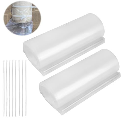 LEKEFETO 2 rotoli di tubo per grondaia, 10 m x 20 cm, tubo per grondaia, tubo per grondaia con 8 fascette per cavi, provvisorio di scarico, tubo di scarico (trasparente)
