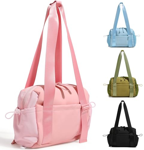 Tokeya Mini Bolsa Deporte Mujer con Bolsillo Humedo, Pequeña Mujer Bolsa Gimnasio Bolsa de Viaje de Mano Plegable, Impermeable Macuto Gimnasia Ligera Bolsa de Fin de Semana para Fitness, Compras, Rosa