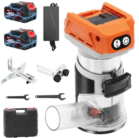 Yofuly Cordless Palm Router for Makita 18V 21V Battery - 2Pcs * 3.0Ah Battery 30000RPM 800W Wood Router Trimmer Tool 40mm Stroke Height Hand Router for Woodworking