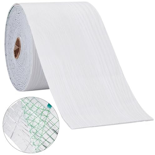 craspire Bordure de Papier Peint Autocollante en Grain de Bois Blanc Bordure de Miroir Papier Peint Amovible en PVC Imperméable pour Miroirs Cadre Carreaux de Cuisine Armoire Décoration D'Intérieur
