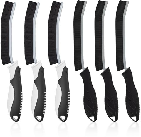 TQRR Cepillo de Limpieza - Cepillo de Limpieza de Cerdas Duras, Cepillo a Cuadros, Cepillo de Limpieza de Baño, Herramientas de Limpieza para Cocina, Ventanas, Lechada (6, Negro)