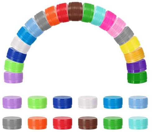 sourcing map 50pcs Plastic Bottle Caps Bottle Screw Lid Top Mixed Color | 30mm Water Bottles Top Cap,for DIY Development,Imagination Intelligence Craft Scrapbook Creative Gifts