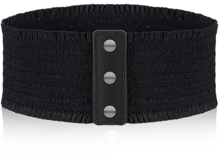 JIEYAO Wide Elastic Waist Belt for Women, Wide Waist Belt with Snap Fastener for Dresses(black)