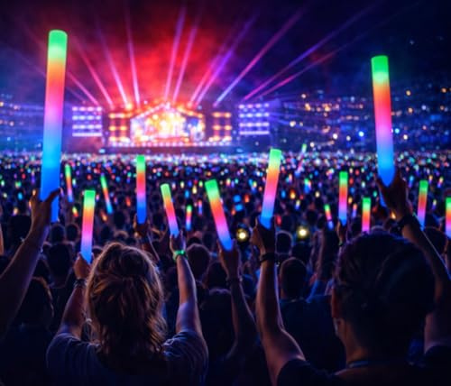 Publiclick 50 Unidades Palos-Barras Led 48cm, Palos led para Bodas, Barras Luminosas, Sticks Luminosos para Fiestas, Palos de Espuma Luminosos con led Multicolor