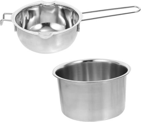 DRESSOOS Pentola a Bagnomaria in Acciaio Inox 304 600 Ml Pentola Esterna 16 Cm per Sciogliere Cioccolato, Cera, Caramelle e Burro, Set per Cucina Casa, Pasticceria e Ristorante