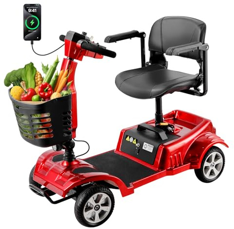 Z02 Mobility Scooters for Adults Electric Mobility Folding Scooter,Lightweight & Foldable Design,20km Range with 12Ah Battery,360° Swivel Seat, Removable Basket, LED Headlight, Anti-Tip,120kg Capacity